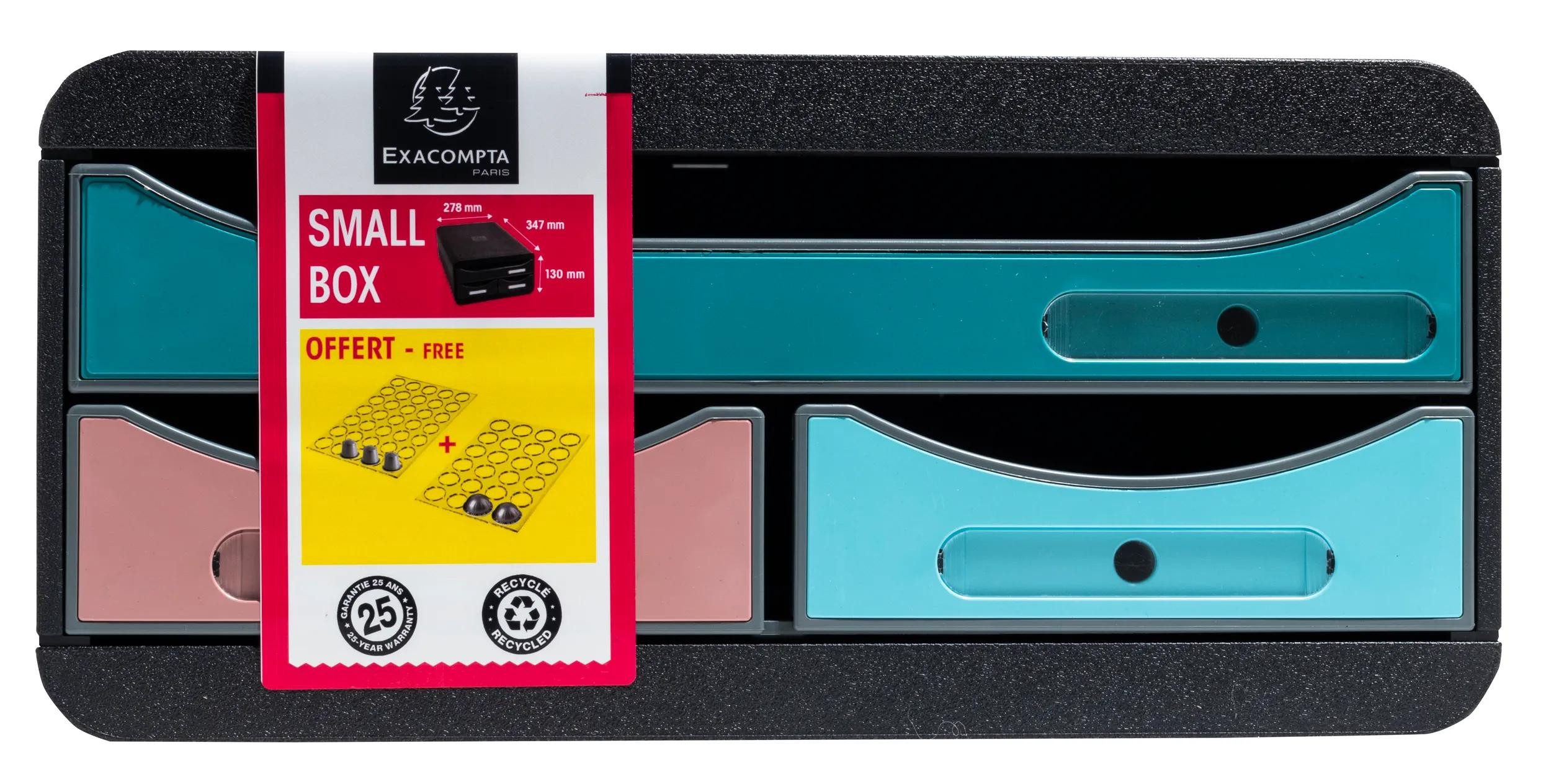 EXACOMPTA Schubladenbox Small Box, Schubladenbox mit 3 Schubladen, Skandi - sortiert - 311606D, Boxen stappelbar