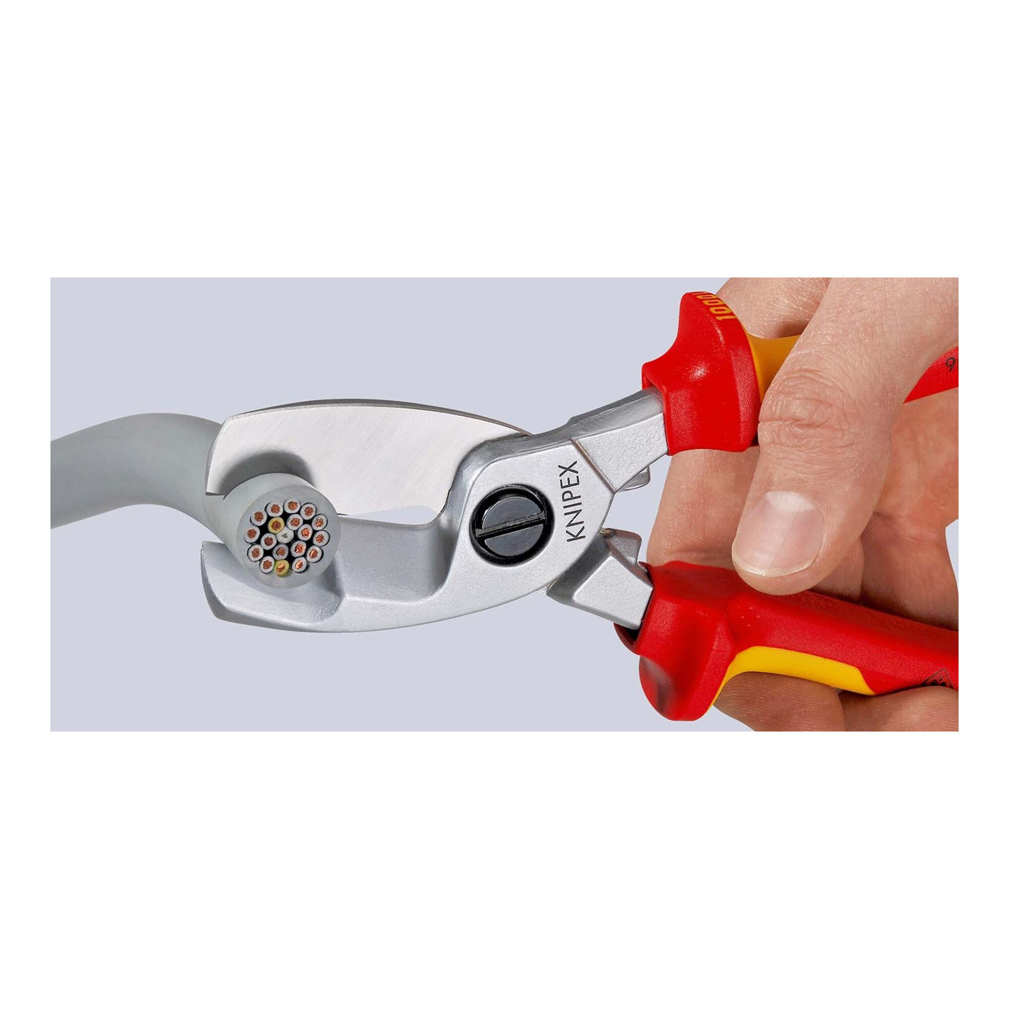 Knipex Kabelschere KNIPEX 95 16 200 Kabelschere mit Doppelschneide isoliert mit