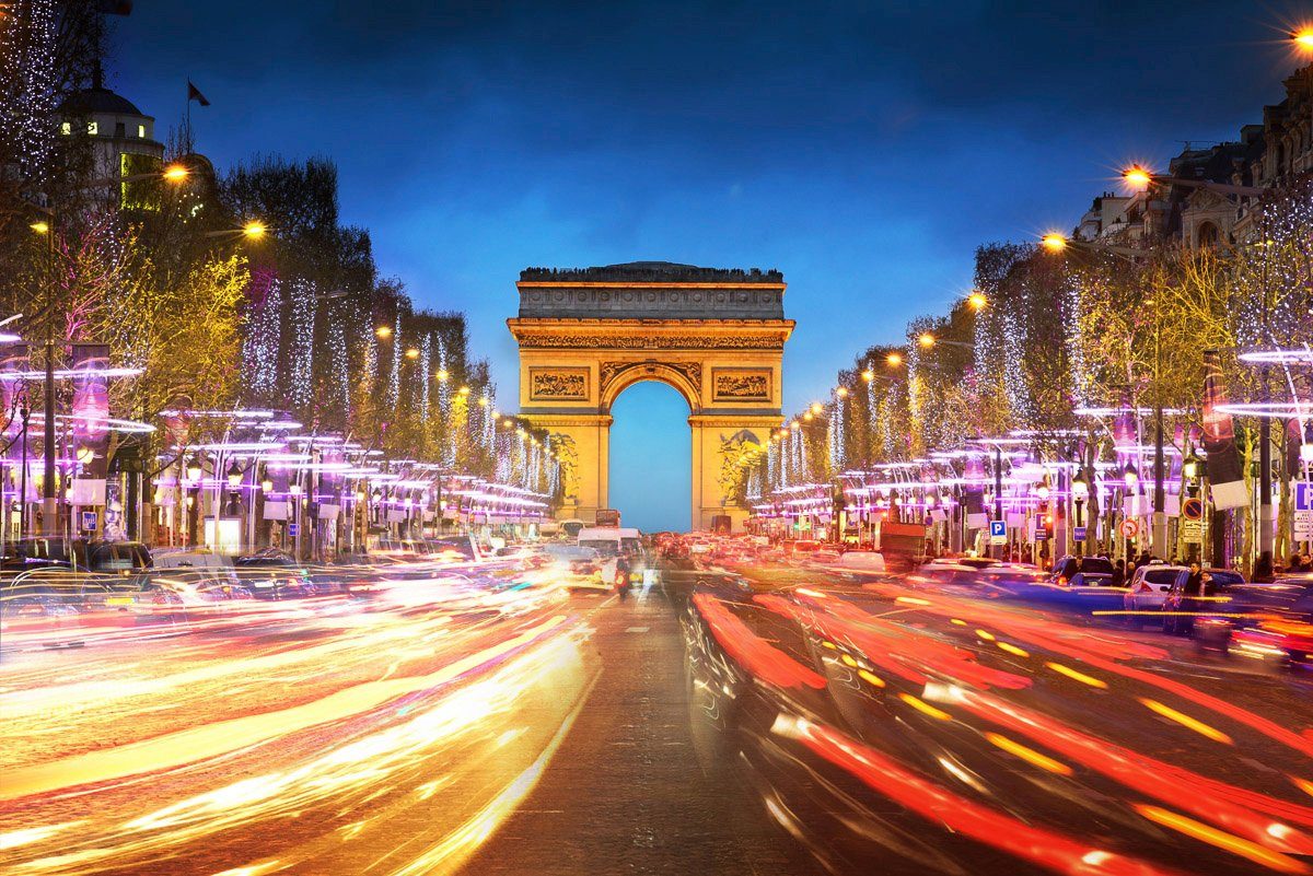 Fototapete Papermoon Straße bei Nacht Paris