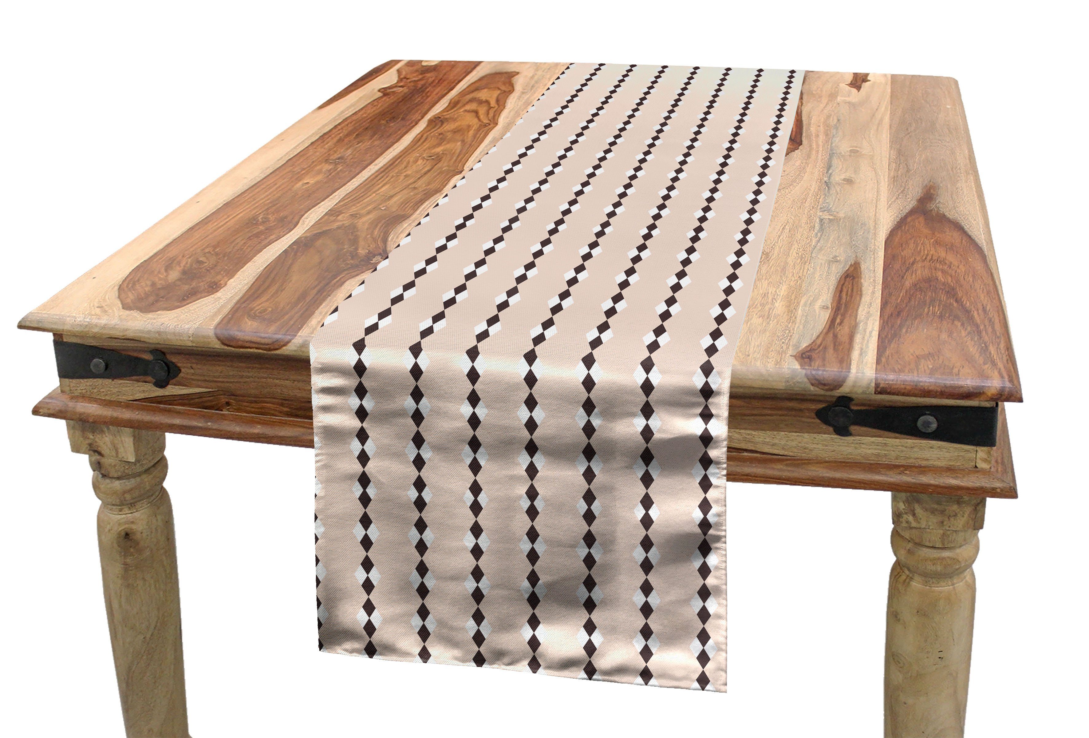 Abakuhaus Tischläufer Pfirsich Streifen Quadraten Tischläufer, Küche mit Dekorativer Esszimmer Rechteckiger
