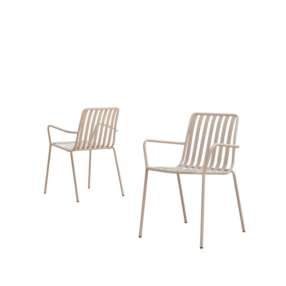 Tikamoon Gartenstuhl Gartensessel Gaby aus cremefarben beschichtetem Metall