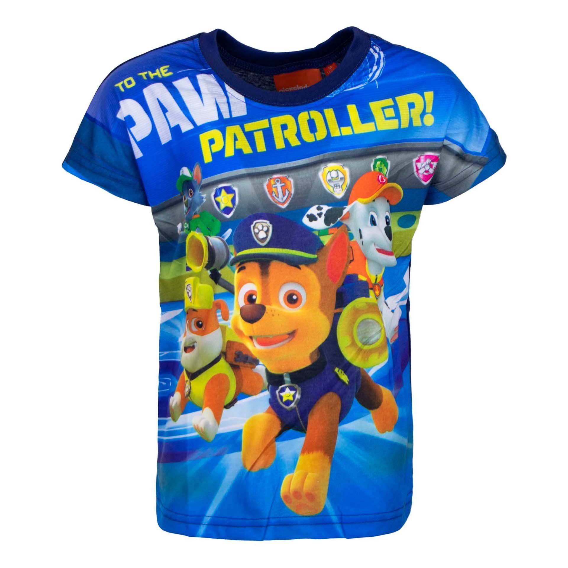 PAW PATROL T-Shirt PAW PATROL Kinder T-Shirt Jungen + Mädchen Größen 92 98 104 110 116 Blau