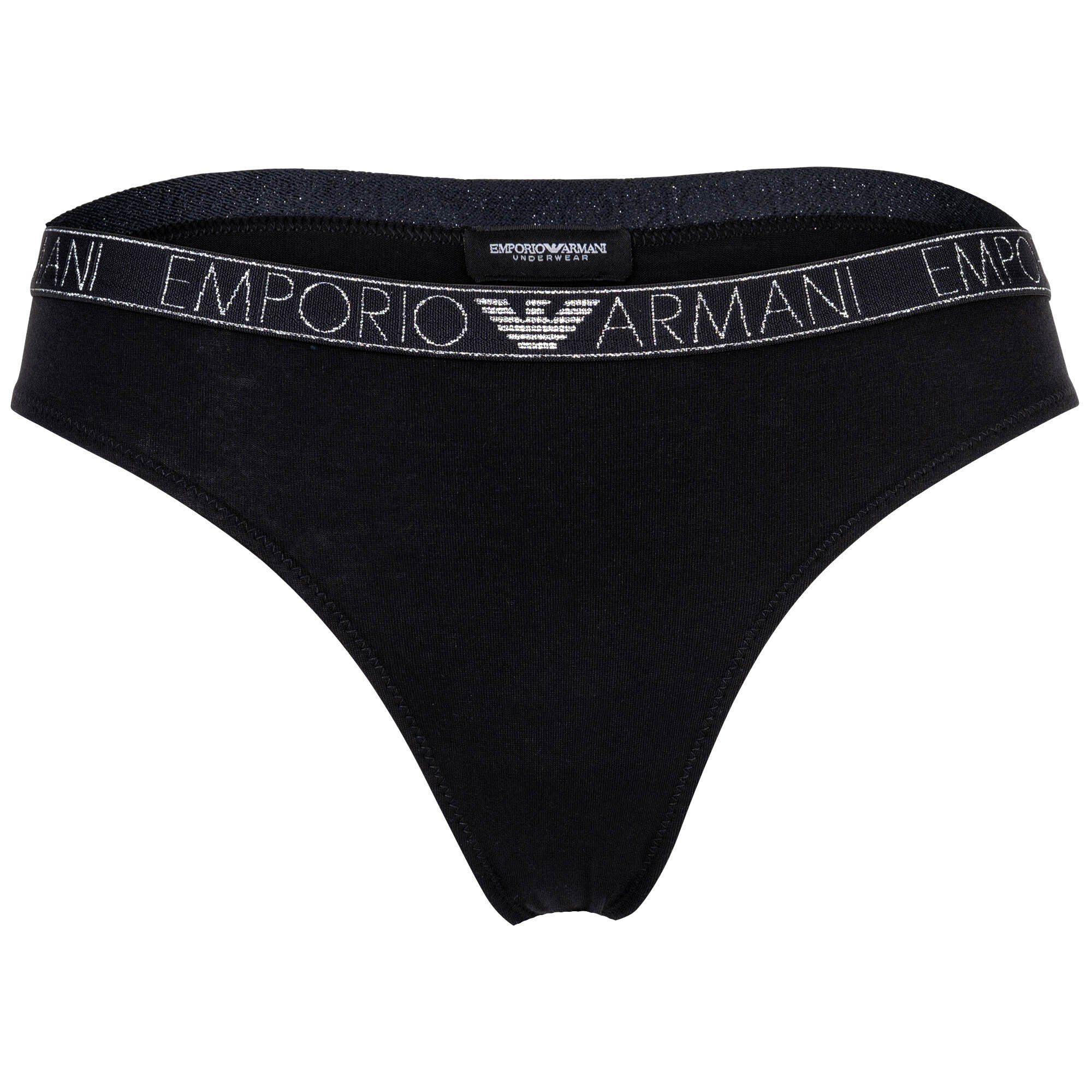 Damen STUDS String Schwarz Emporio ESSENTIAL Armani 2er LOGO Pack String, -