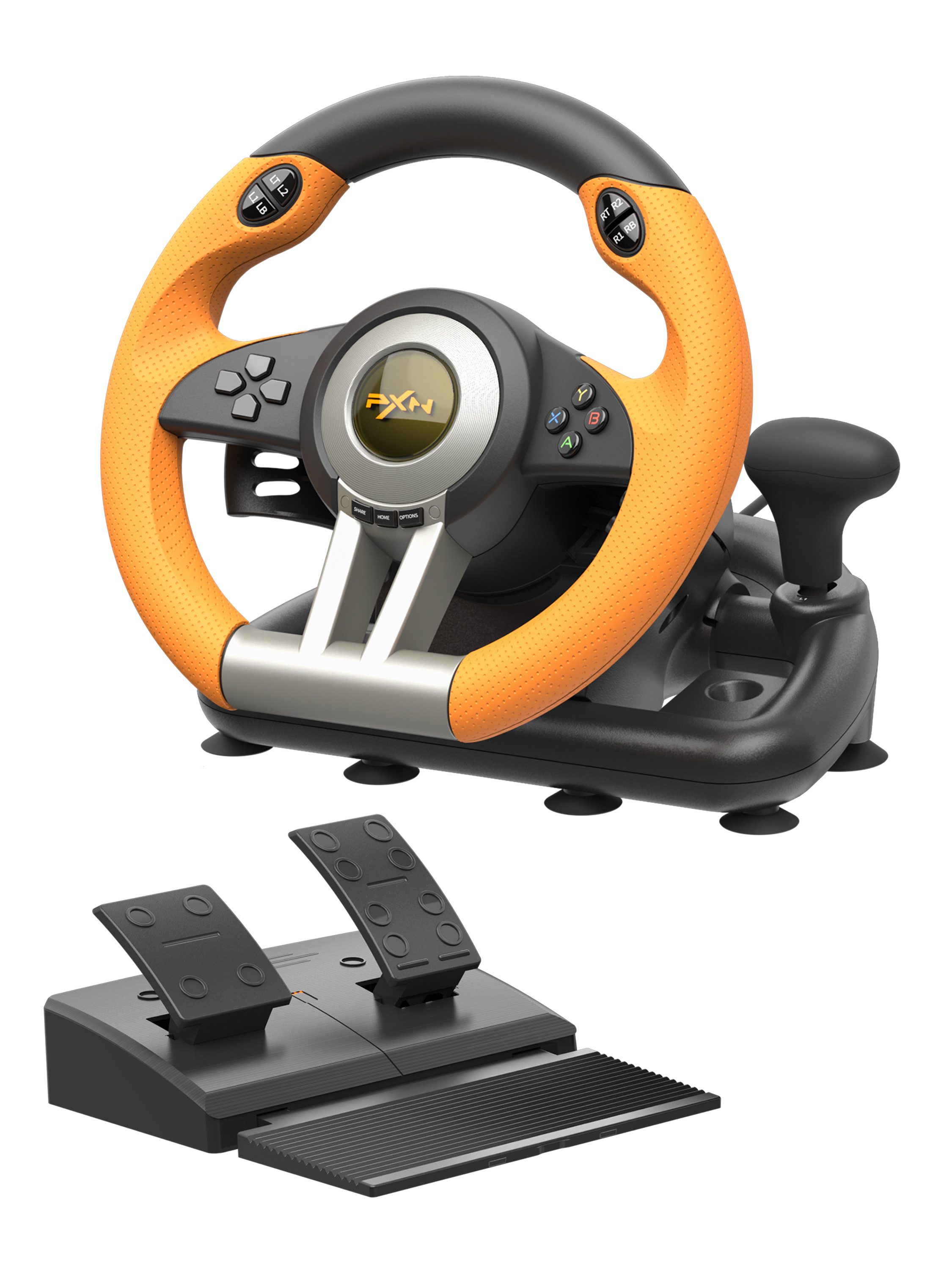 PXN V3 Pro Gaming-Rennlenkrad mit Pedalen, Dual-Motor-Vibration Gaming-Lenkrad (kompatibel mit PC, PS3, PS4, Xbox & Nintendo Switch)