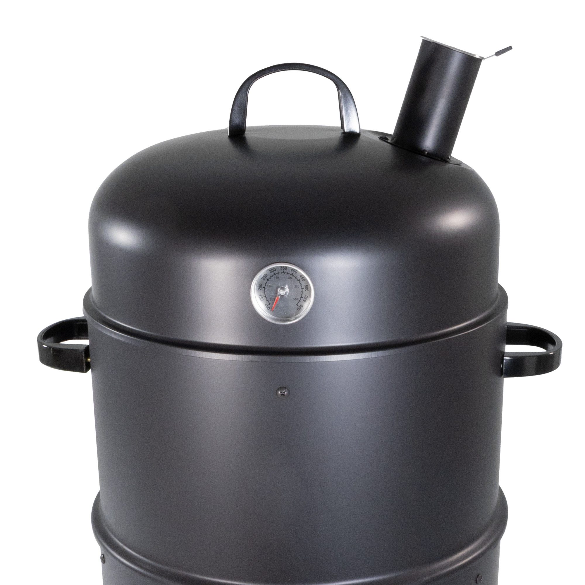 Jürgen Westerholt GmbH Räucherofen und Grillofen schwarz, Smoker mit Thermometer, Holzkohlegrill