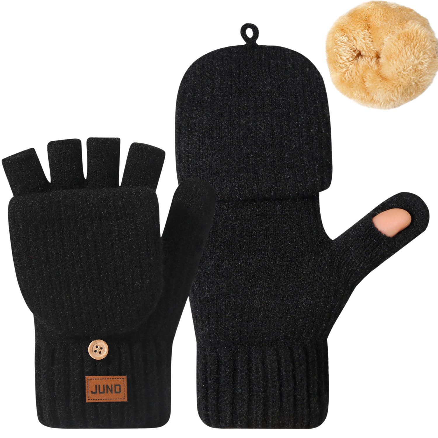 Refttenw Strickhandschuhe Fingerlose Handschuhe mit Klappe, Dickes, Flausch günstig online kaufen