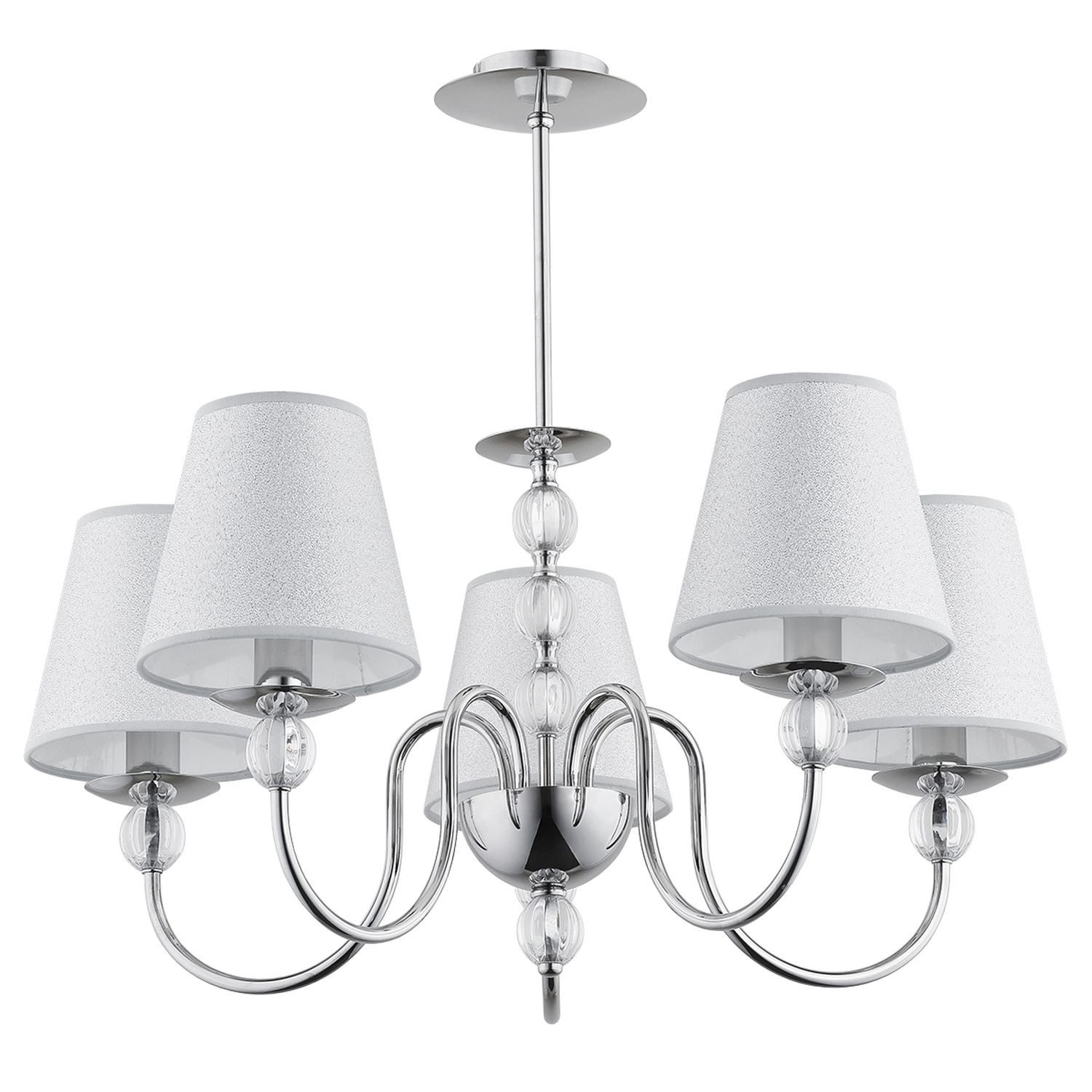Licht-Erlebnisse Deckenleuchte FAROSA, ohne Leuchtmittel, Stoff Metall 57 cm breit Chrom E14 Modern