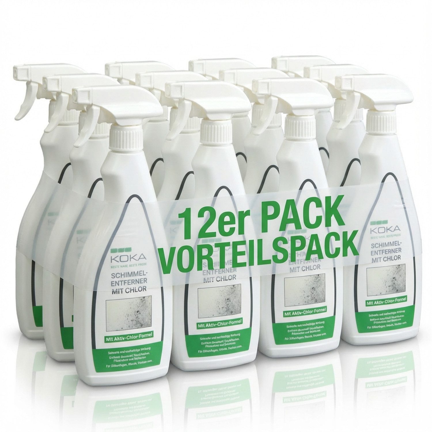 KOKA 12x Flasche Schimmelentferner mit Aktiv Chlor 6L Schimmelentferner (12-St. 12x Flasche Anti Schimmel-Spray Schimmel-Reiniger Bleich-Effekt Wand Boden Fugen)