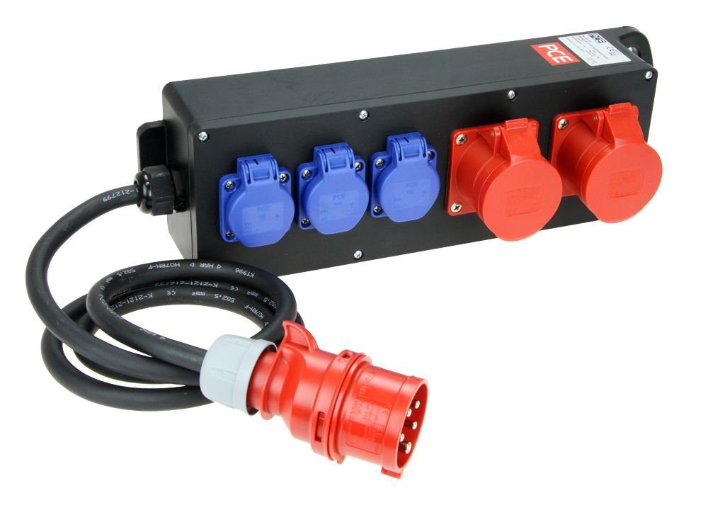maxgo® Mobiler Vollgummi-Verteiler CEE 16A Schuko IP44 PCE Elektro-Kabel