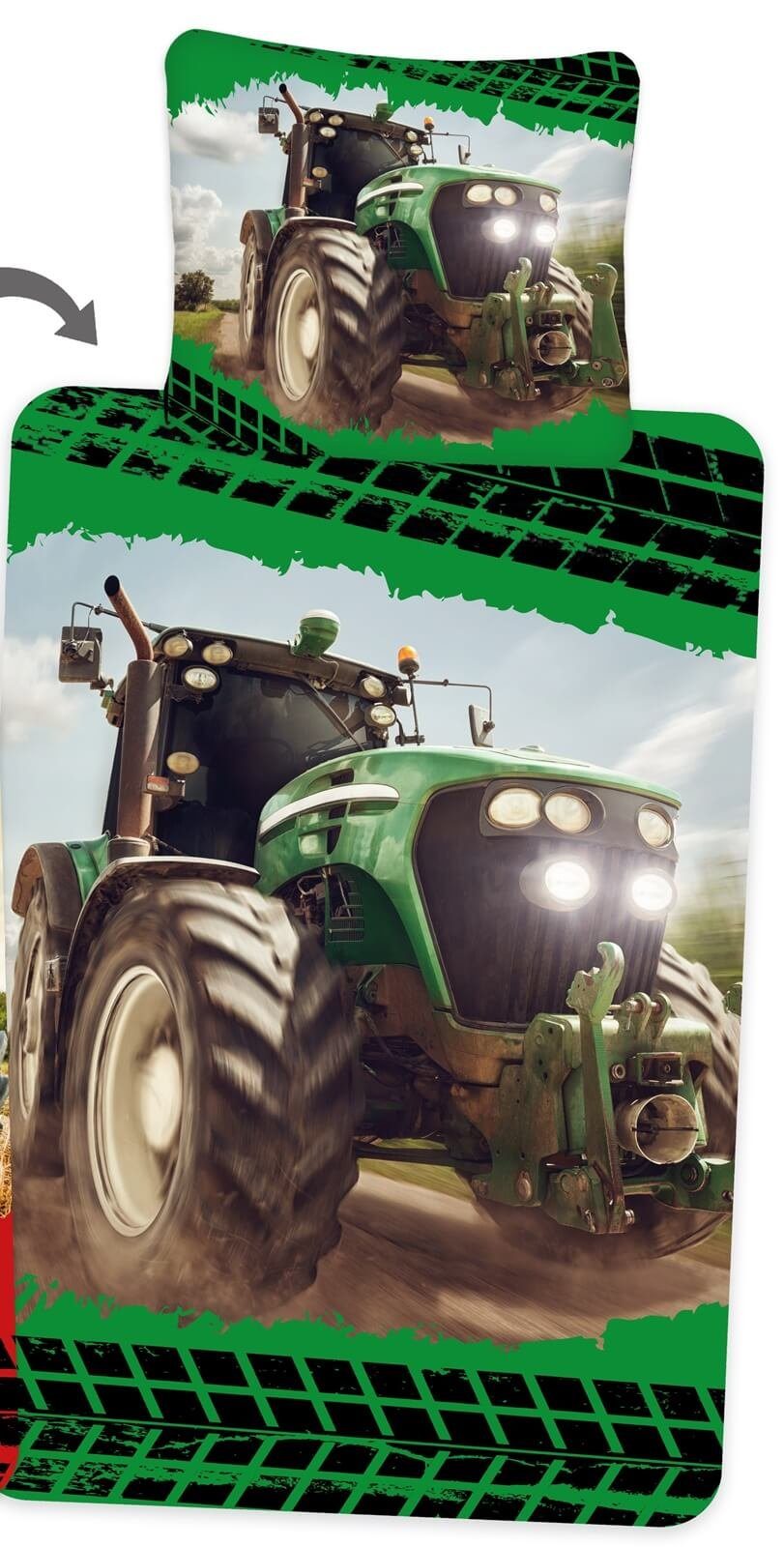 Jerry Fabrics Bettwäsche Traktor - Partner-Bettwäsche Wendemotiv 2 Personen, 135x200 & 80x80, Baumwolle, 100% Baumwolle