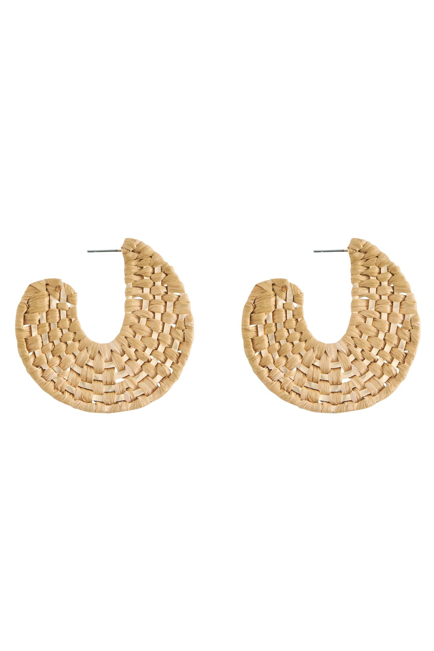 Next Paar Creolen Breite Creolen mit gewebtem Raffia (1tlg)