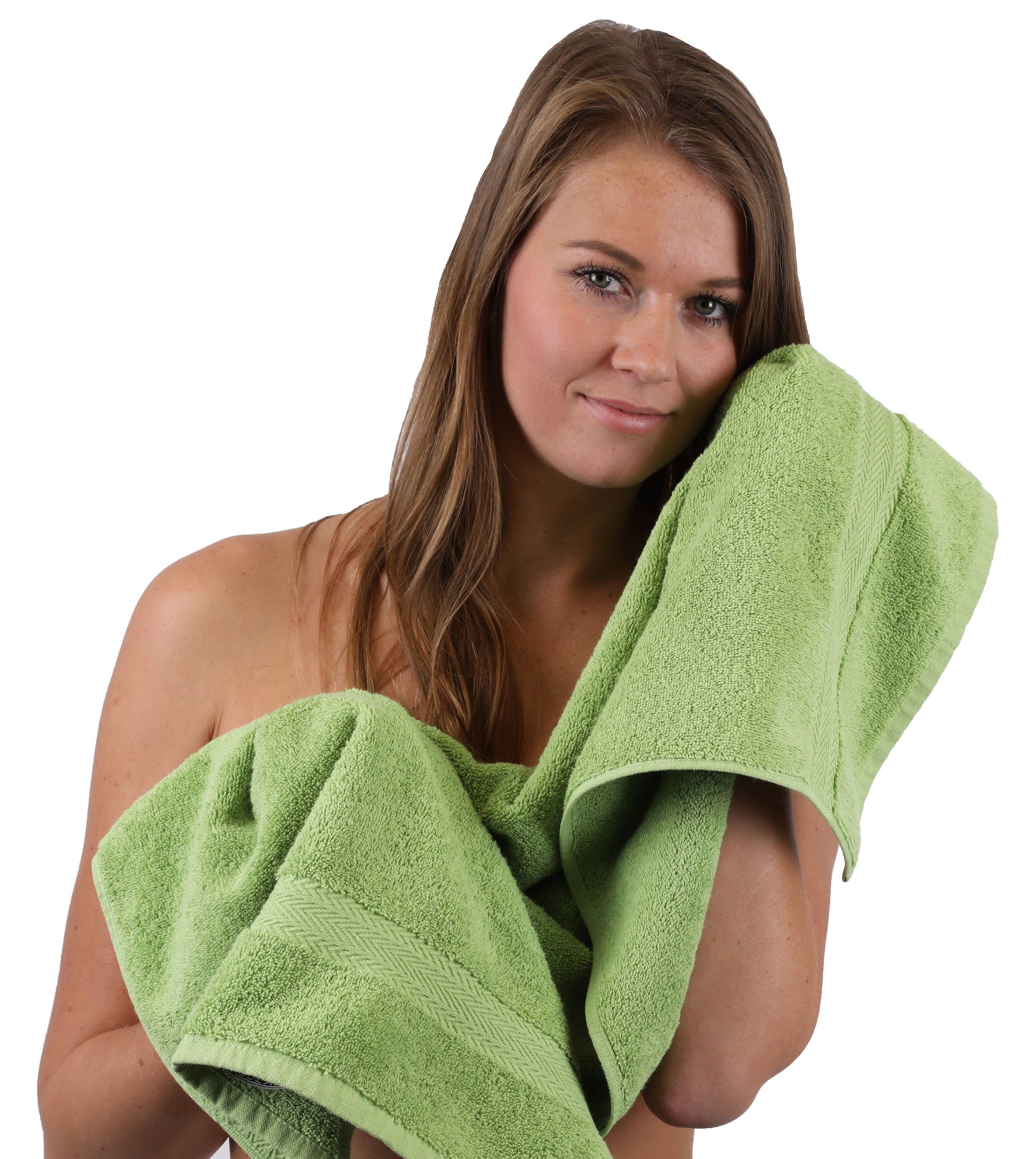 Handtücher 4 Handtücher Farbe Stück Betz apfelgrün, Baumwolle Handtücher weiß und Premium 100% 4