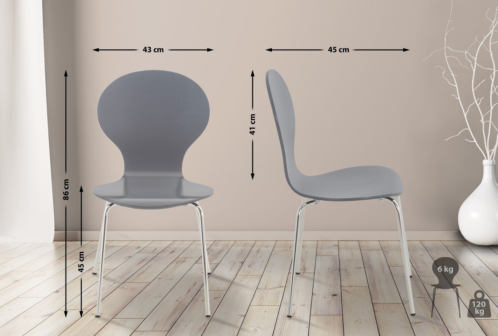 CLP Besucherstuhl Diego (4er Set), stapelbar günstig online kaufen