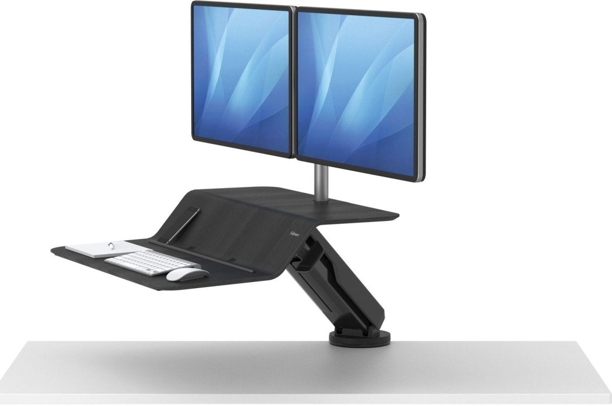 FELLOWES Monitor-Halterung Sitz-Steh Workstation Lotus RT höhenverstellbar für 2 Monitore schwarz