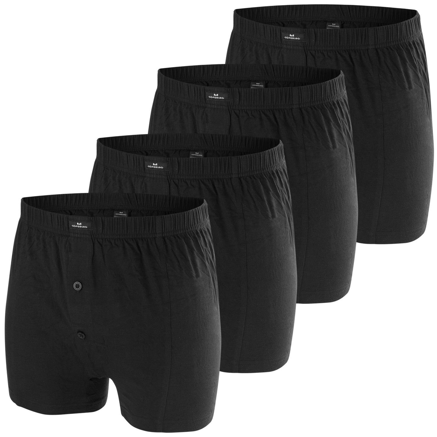 GÖTZBURG Boxershorts (4-St) mit Eingriff, 2-Knopfleiste, pflegeleicht, hautfreundlich, im 4er Pack Schwarz