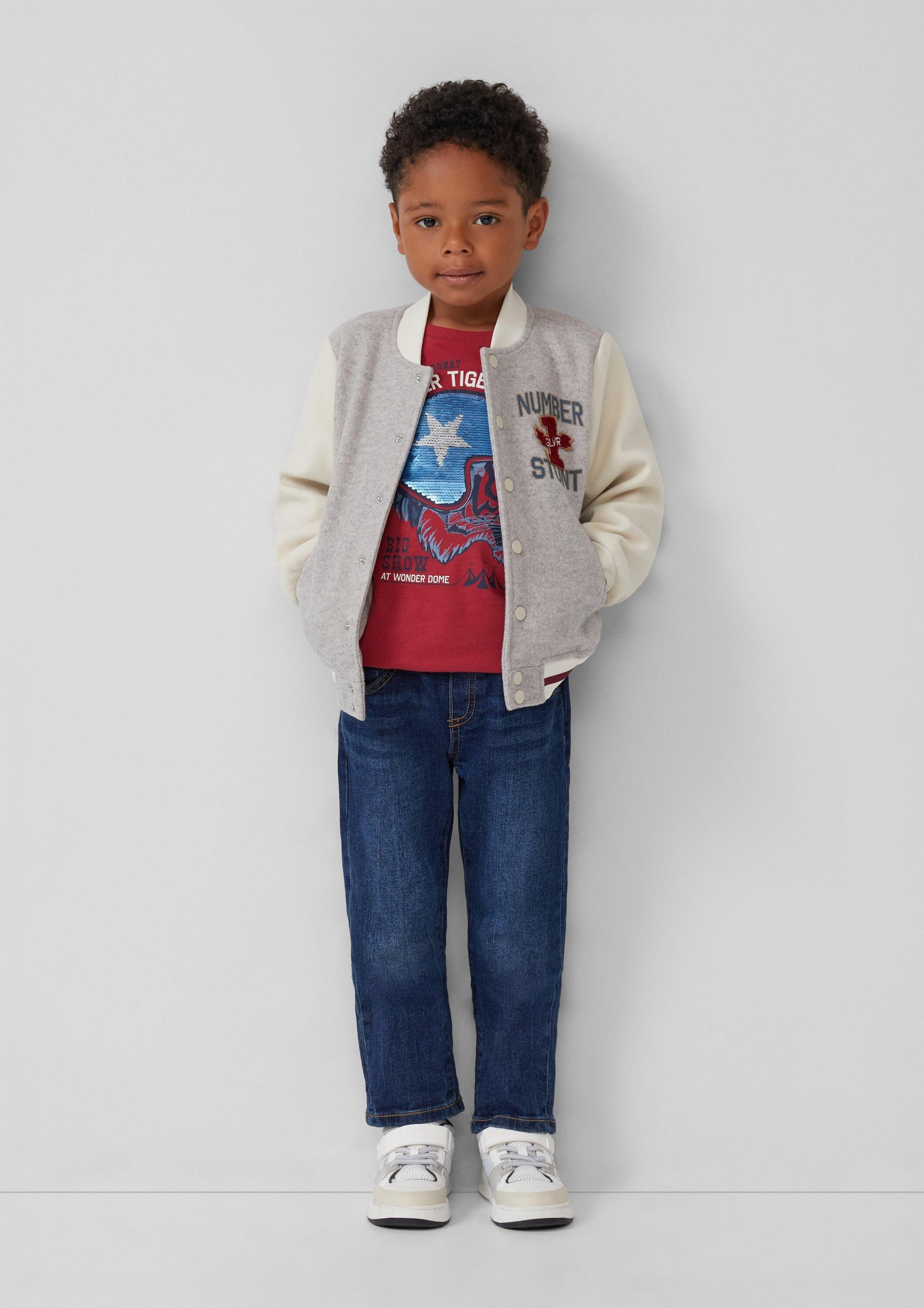 s.Oliver Langarmshirt T-Shirt Longsleeve aus Baumwolle mit Print und Wendepailletten – Bild 3 von 4