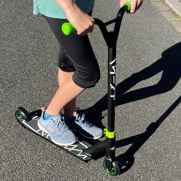 Carromco Scooter Action Rider 100, Stunt Roller, Stunt Scooter Skatepark, für Kinder und Erwachsene, grün-schwarz, mit HIC-Kompressionssystem