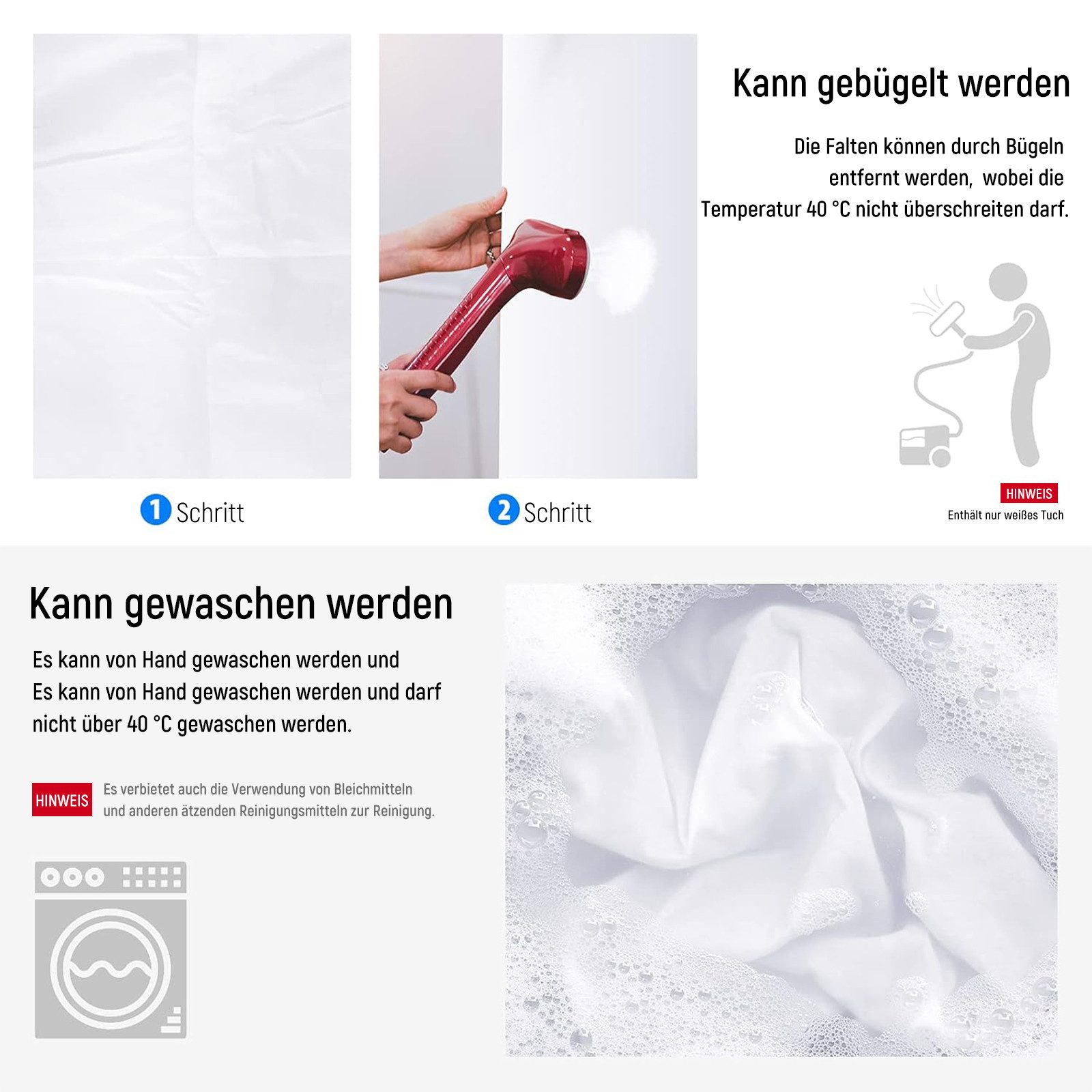 Neewer Hintergrundtuch BD-0609 1,8 x 2,8M Fotohintergrund, faltbarer Hintergrund, Weiß, Hintergrundbild für Fotografie, Video Fernsehen