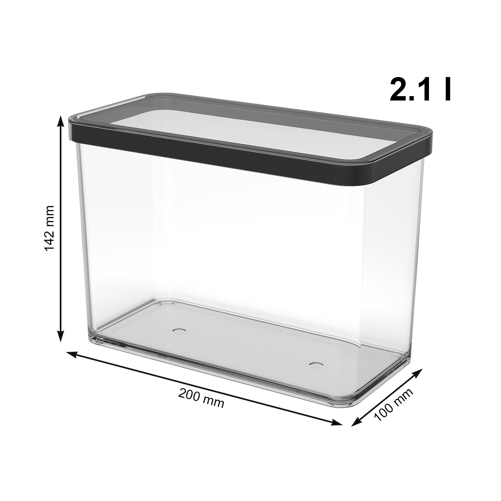 ROTHO Vorratsdose Loft 5er-Set Frischhaltedosen mit Deckel, stapelbar & luftdicht, Kunststoff, (Vorratsdosen-Set, 2 × 0,5 l, 1 × 1 l, 2 × 2,1 l – ideal für vielfältige Vorratshaltung), Luftdicht, aromadicht, geruchsneutral