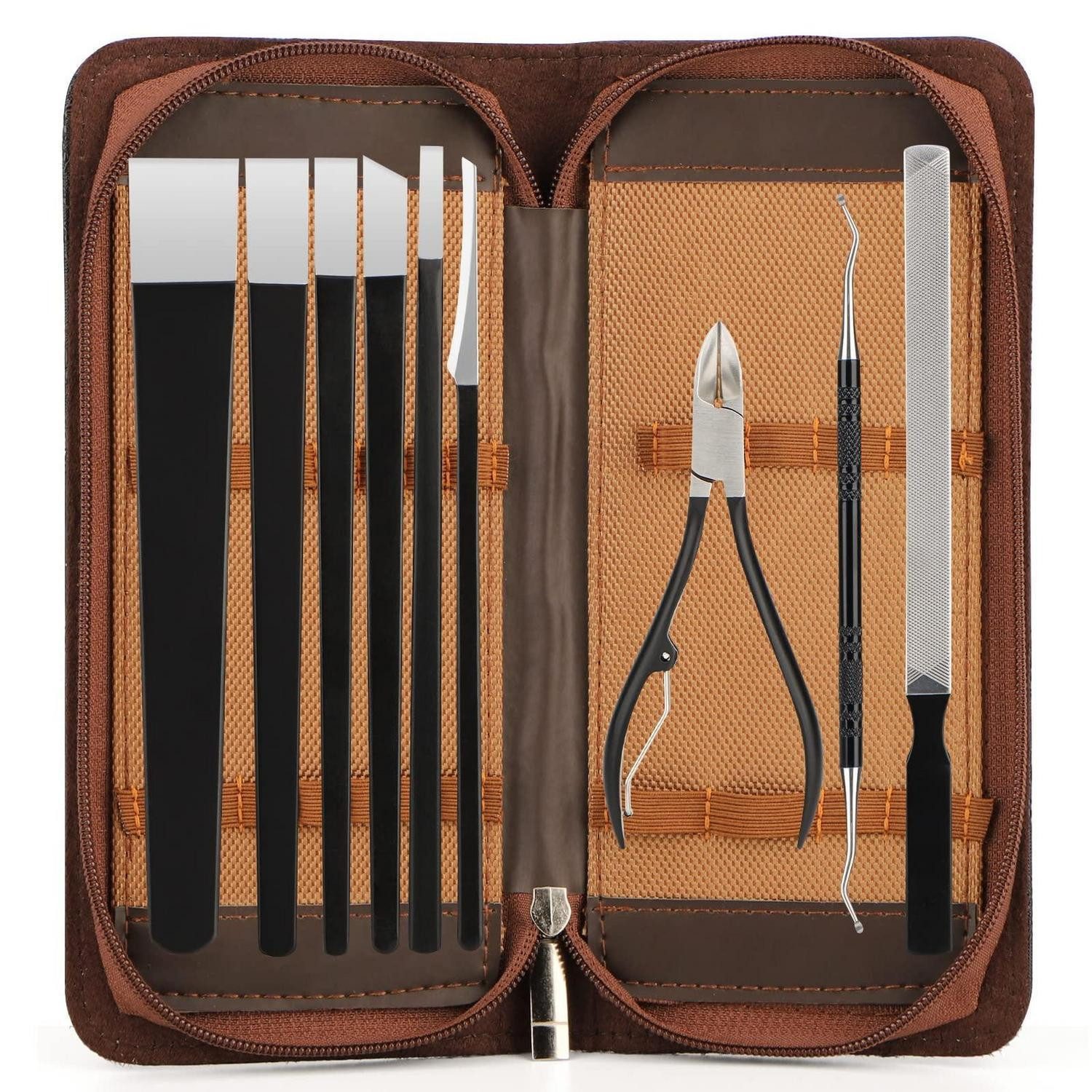 LuxusKollektion Nagelhautmesser Pediküre-Messer-Set 9tlg. Profi H.Manganstahl