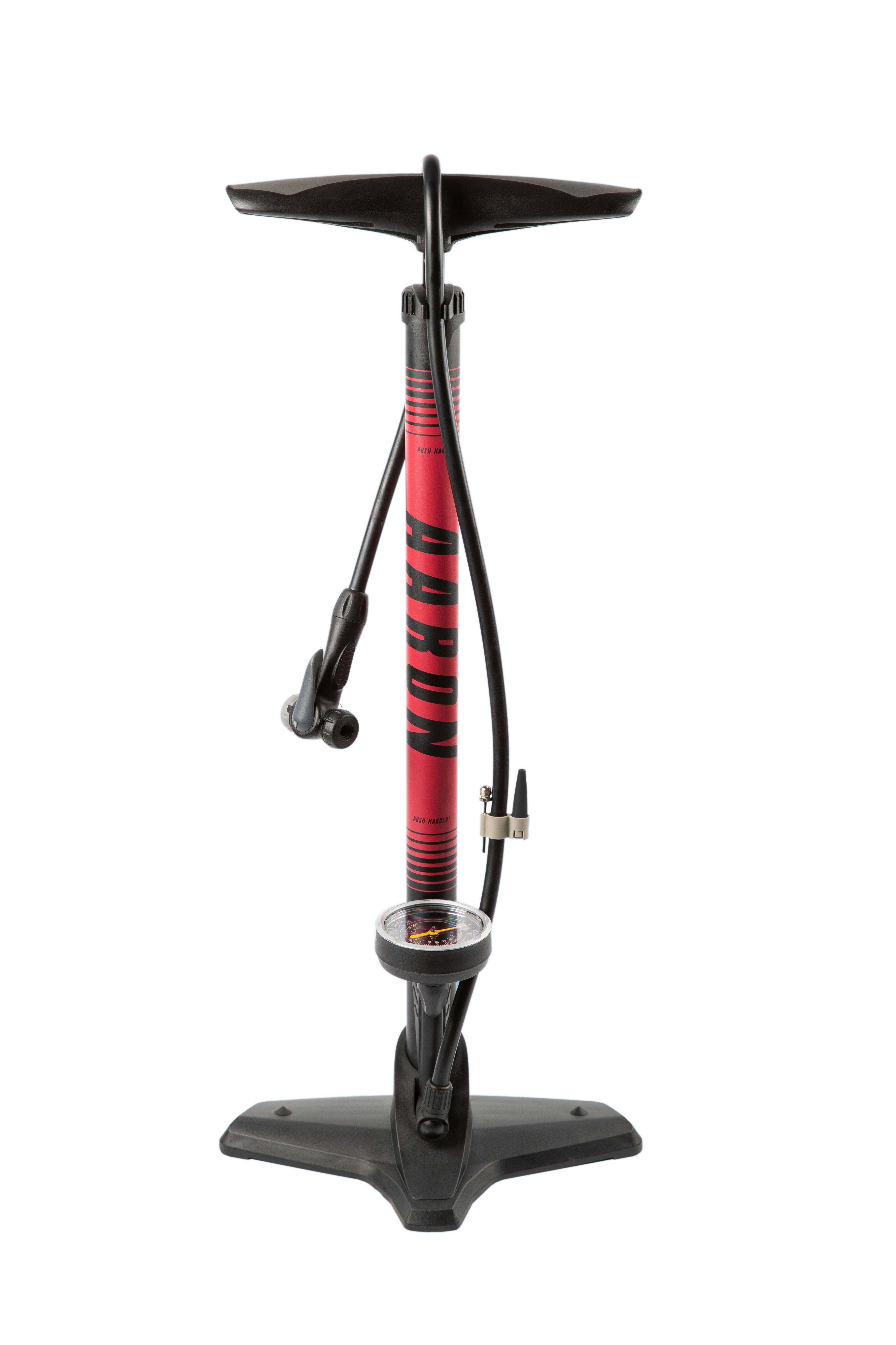 AARON Luftpumpe Sport One in Rot Fahrrad-Stand-Pumpe für alle