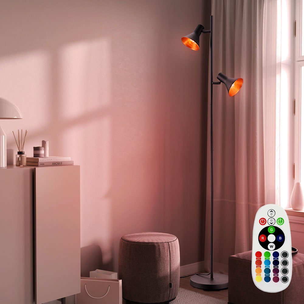 Lampe drehbar Stehlampe, Warmweiß, LED Strahler etc-shop Leuchtmittel Stand Retro Wohn Zimmer Set im schwarz inklusive, dimmbar Farbwechsel,