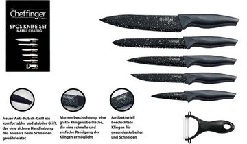 KESSMANN Topf-Set Induktion Topfset 5 Töpfe mit Deckel Inkl. Zubehör + Messerset 6tlg, Edelstahl 18/10 (Set, 20-tlg., Inkl. 1 Pfannenwender + 3 Kork-Untersetzer Antihaft Topf Organizer), Induktionsherd Kochtöpfe Messerblock Küchenmesser Messer Besteckset