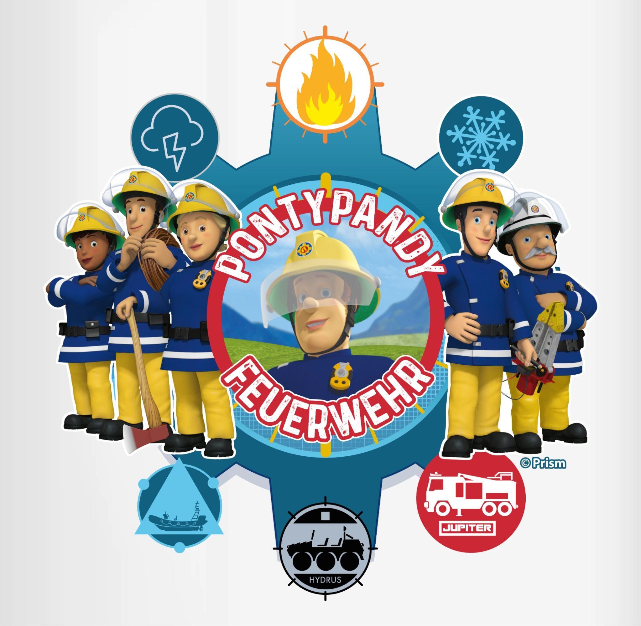 Feuerwehr, Shirtracer Sam Keramik, Pontypandy Tasse Rot 2 Feuerwehrmann Tasse