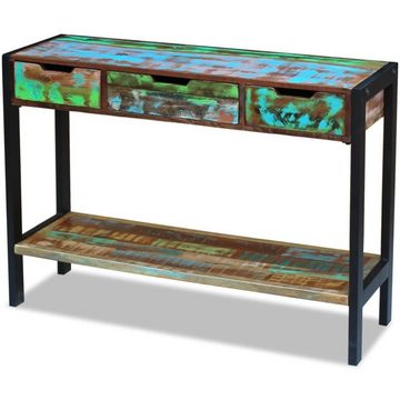 möbelando Sideboard aus Massivholz mit Stahlgestell in Mehrfarbig mit 3 Schubladen (LxBxH 110 x 35 x 78 cm)