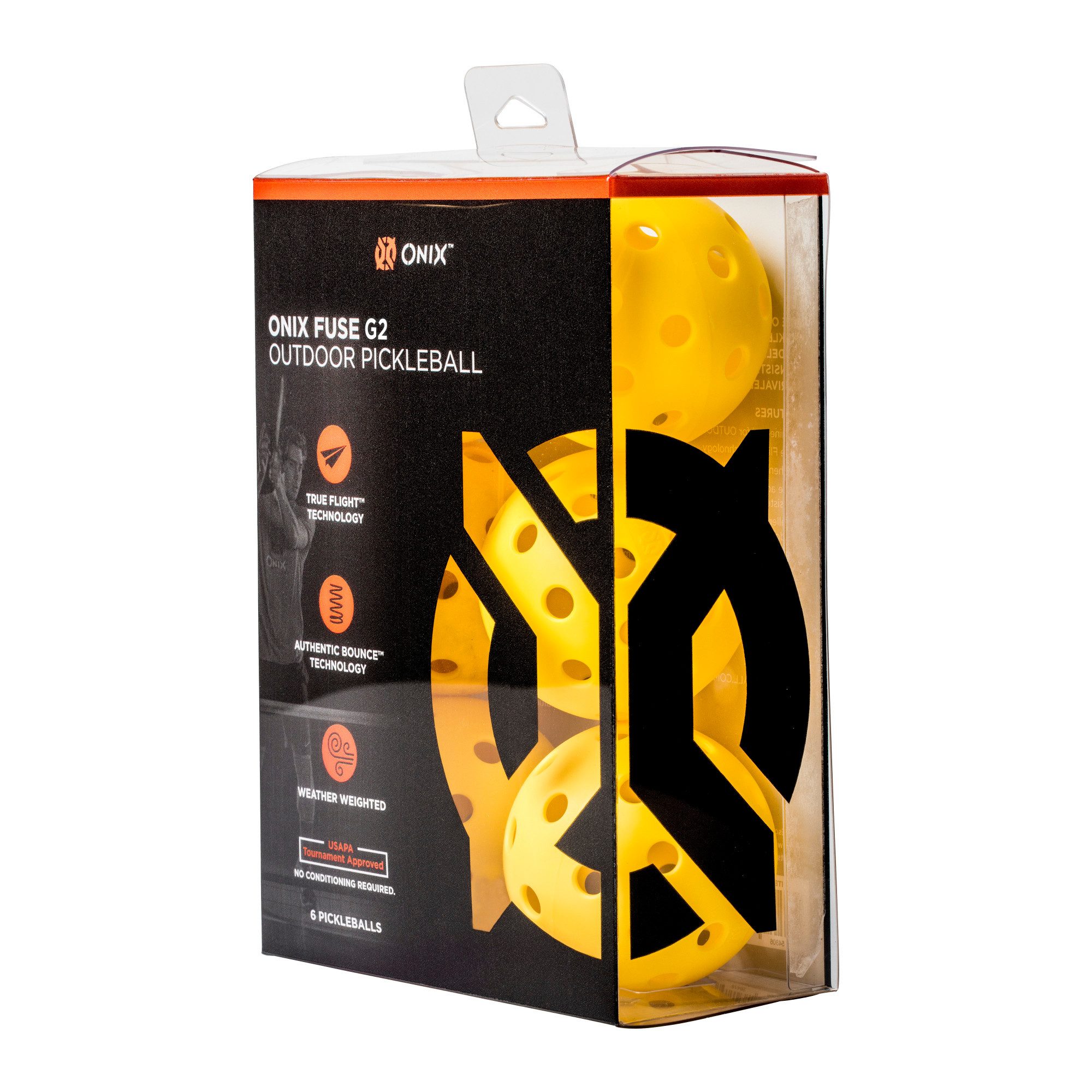 Hammer Pickleball ONIX Pickleball Bälle Fuse G2 Outdoor Yellow 6-Pack, gelocht