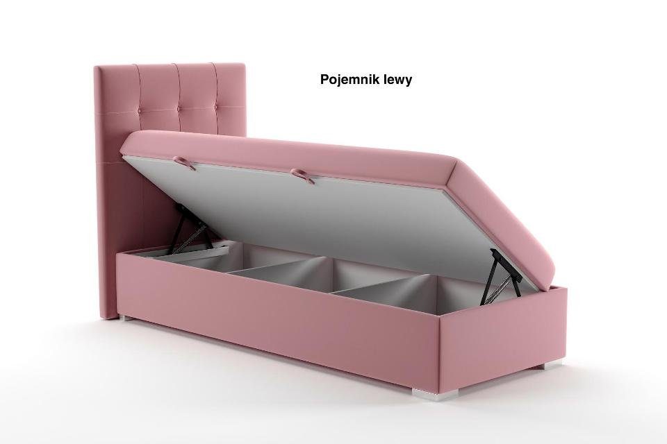 JVmoebel Bett Luxus Boxspring Polster Funktion Bett Rosa Betten Hotel 90x200cm