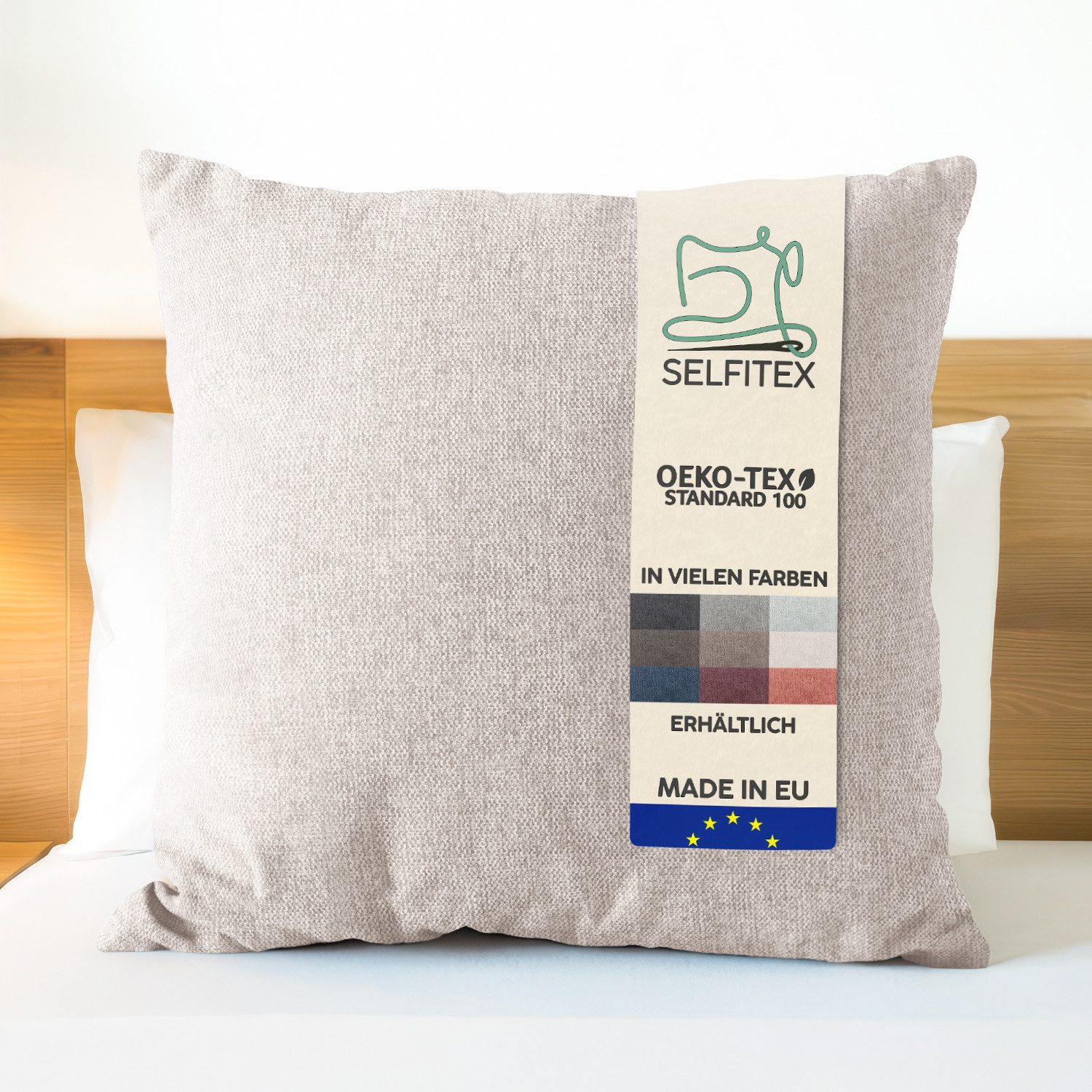 Selfitex Dekokissen 60x80 / 80x80 inkl. Füllkissen, große Farbauswahl, für Couch, Sofa und Bett