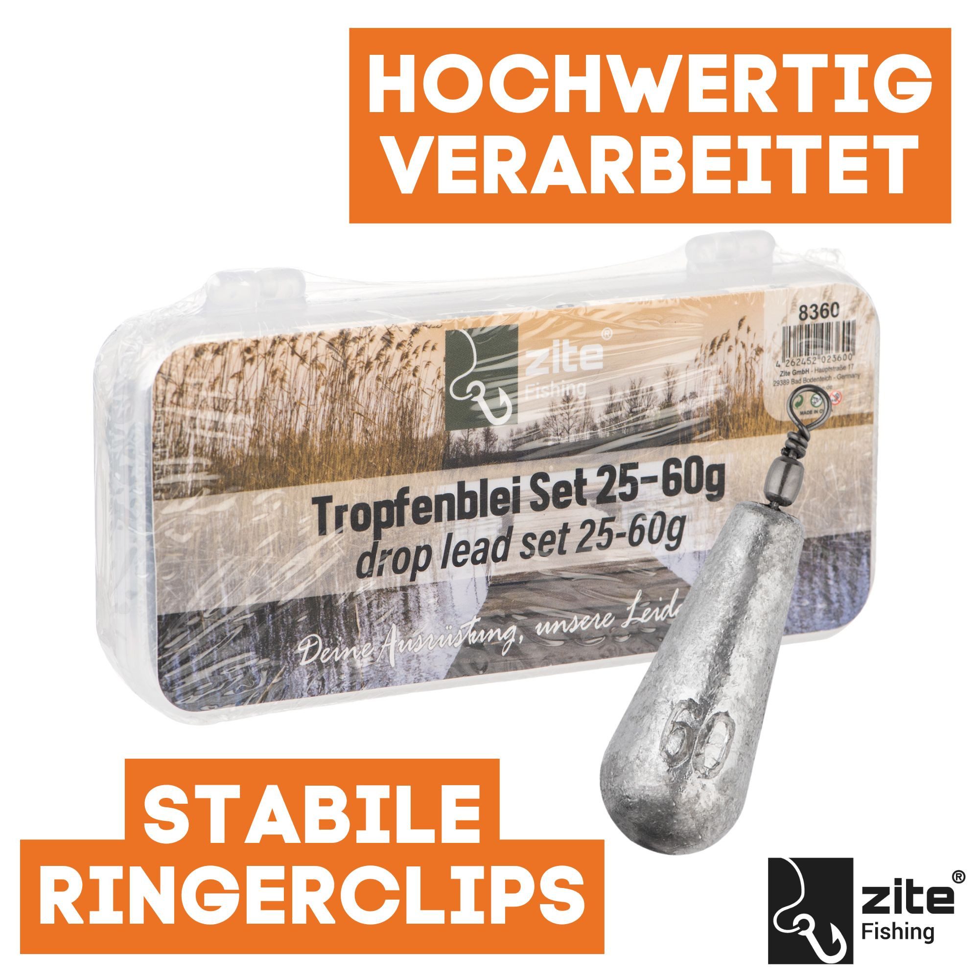 Zite Birnenblei 14tlg. Set Grundblei 25g-60g Tropfenblei Angeln Süß- & Salzwasser