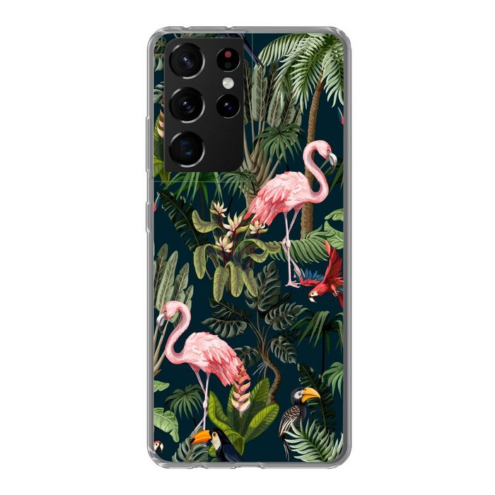 MuchoWow Handyhülle Jungtiere - Muster - Kinder - Flamingo - Papagei - Kinder Phone Case Handyhülle Samsung Galaxy S21 Ultra Silikon Schutzhülle
