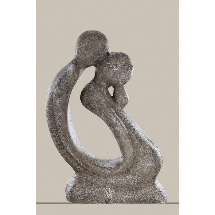 GILDE Dekofigur Skulptur Francis Paar Der Kuss kniend grau (1 St) Dekoobjekt Höhe 42 cm handgefertigt aus Keramik Wohnzimmer