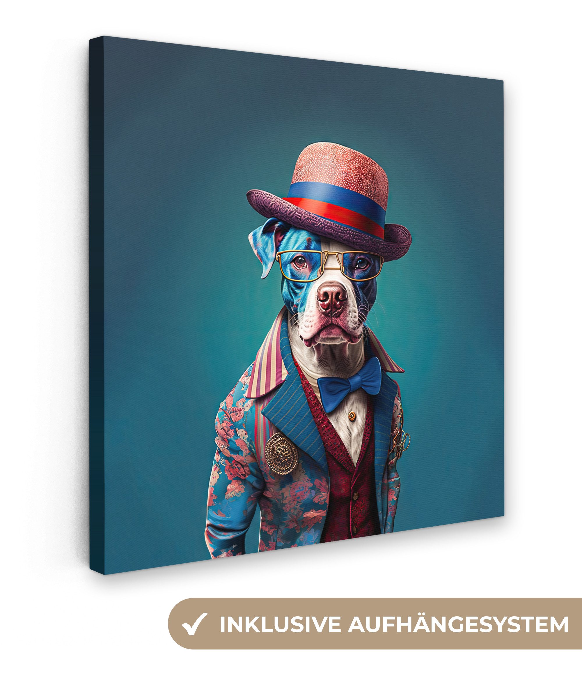 OneMillionCanvasses® Leinwandbild Hund - Hut - günstig online kaufen
