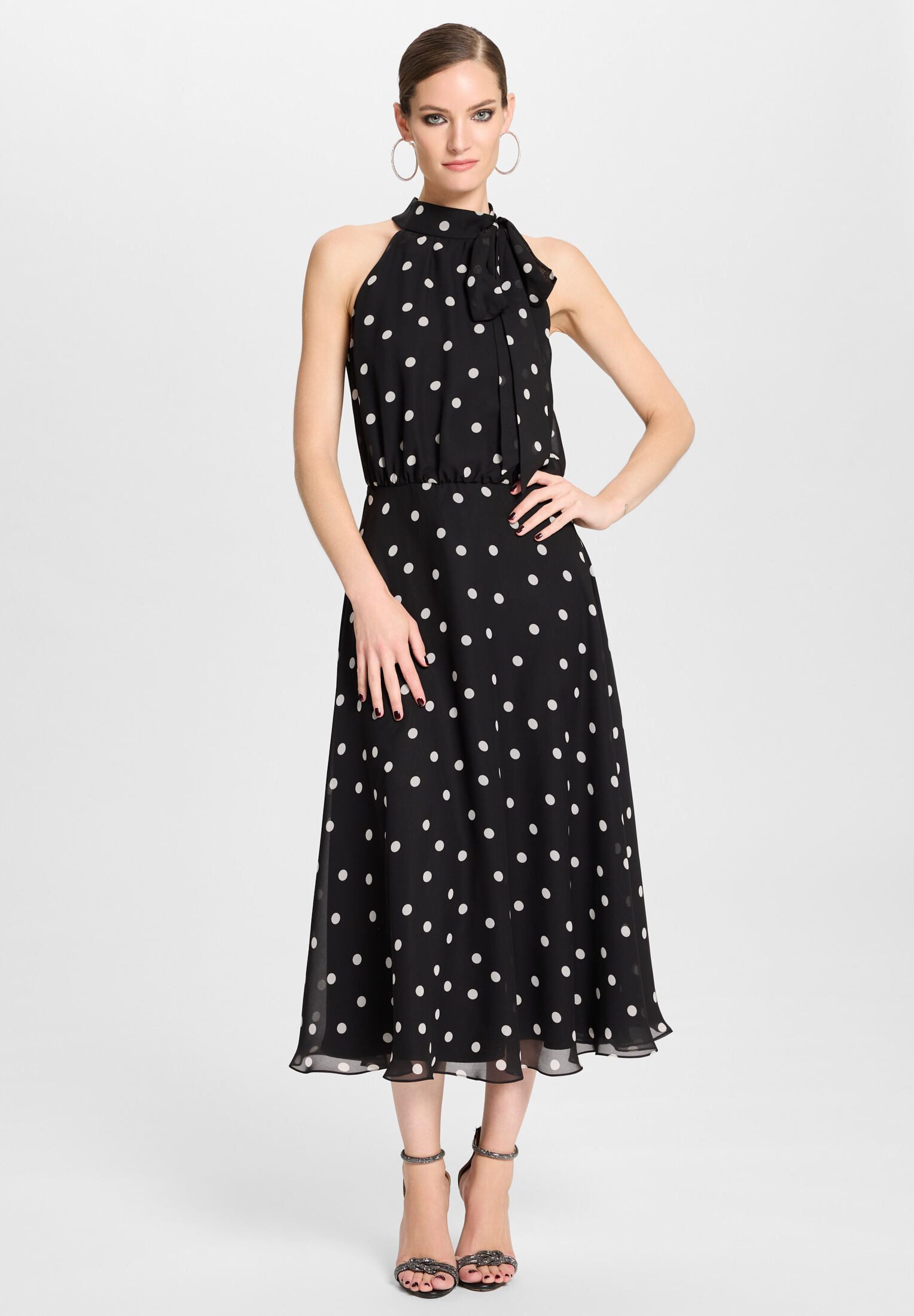 SWING Cocktailkleid - Cocktailkleid mit Polka Dots Taillierter Schnitt mit fließendem Rockteil
