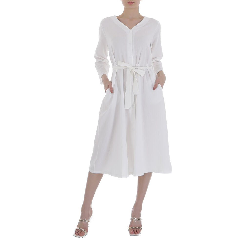 Ital-Design Weiß Sommerkleid in Sommerkleid Damen Freizeit