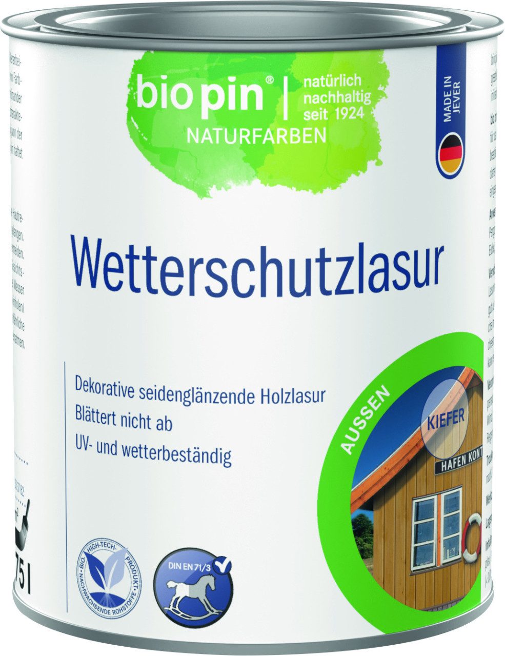 Bio Pin Wetterschutzfarbe Biopin Wetterschutzlasur 750 ml kiefer