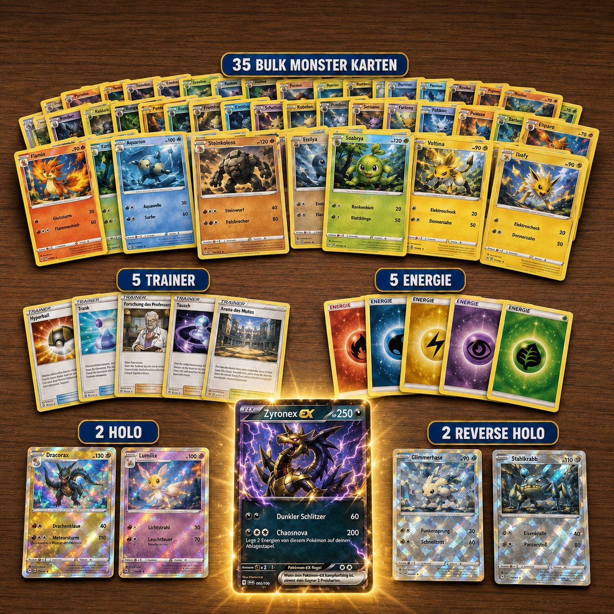 The Pokémon Company Sammelkarte Pokémon Karten Set Deutsch – 50/100/200/500 Karten inkl. Holo & EX Mix