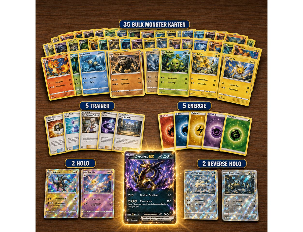 The Pokémon Company Sammelkarte Pokémon Karten Set Deutsch – 50/100/200/500 Karten inkl. Holo & EX Mix