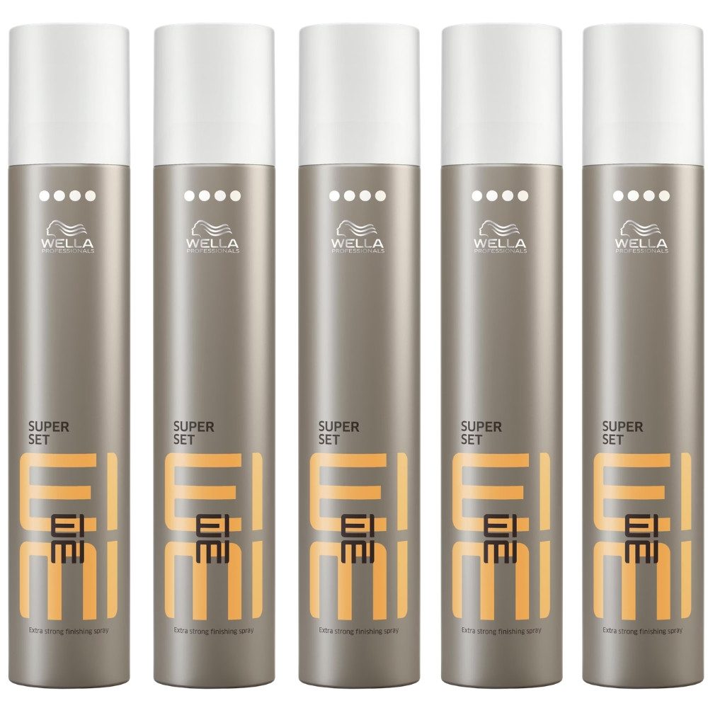 Wella Haarpflege-Spray EIMI Super Set Finishing Haarspray 500 ml Extra starker Halt, Spar-Set, 5er-Pack