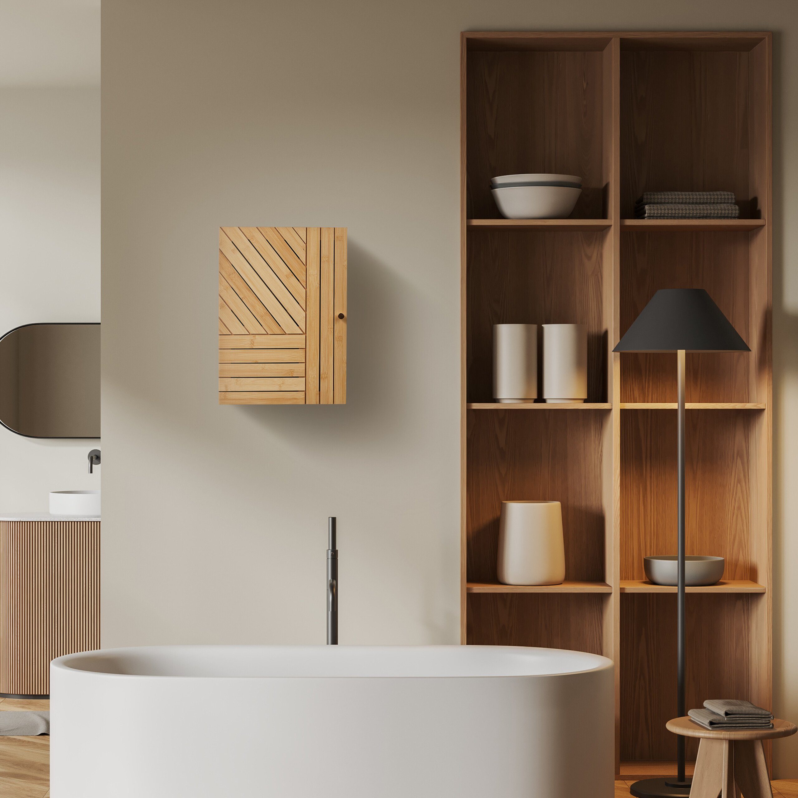 relaxdays Hängeschrank Bad Hängeschrank aus Bambus günstig online kaufen