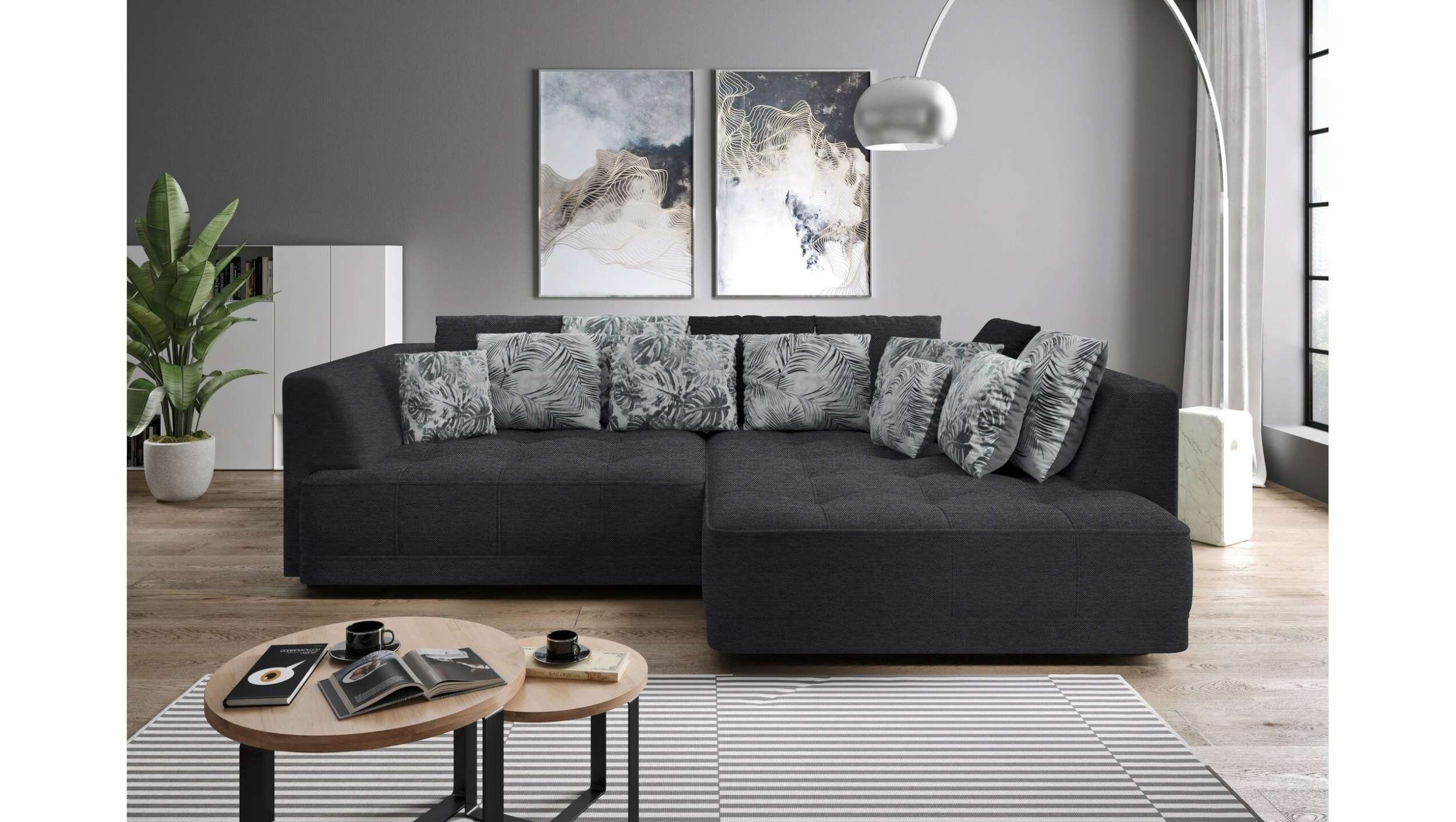 Stylefy Ecksofa Tiberis, L-Form, Eckcouch, mane links oder rechts bestellbar, inklusive Sitztiefenverstellung, frei im Raum stellbar, Modern Design