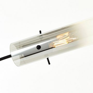 Lightbox Stehlampe, ohne Leuchtmittel, Stehlampe, 200 x 30 x 73 cm, 5 x E14, Metall/Rauchglas, matt schwarz