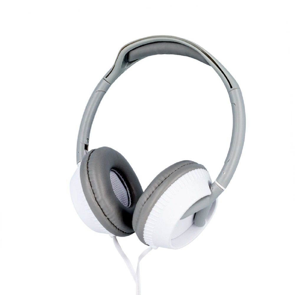 Forever Weiß/Grau Kabel AUX Anschluss integriertem Mikro Rufannahme Taste  Over-Ear-Kopfhörer