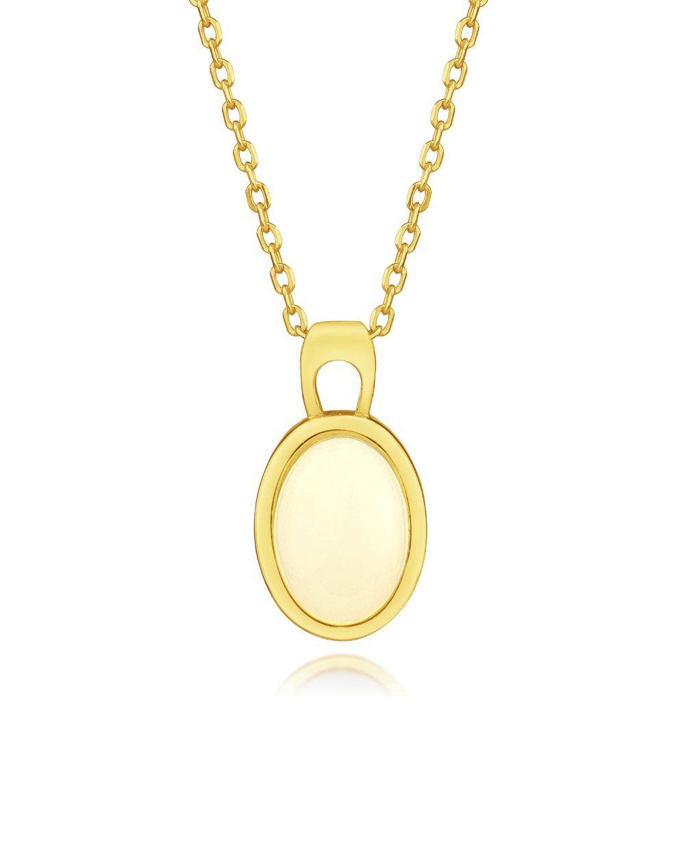 Kette mit Anhänger 'Nola' Damen Halskette Silber 925 vergoldet 18k Gold mit Opal Anhänger
