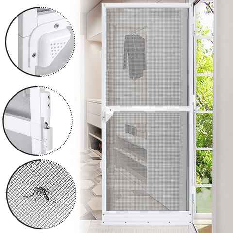 AUFUN Insektenschutz-Fensterrahmen Insektenschutz-Tür, Fliegengittertür mit Alurahmen, Insektenschutz für Außen und Innen, Weiß
