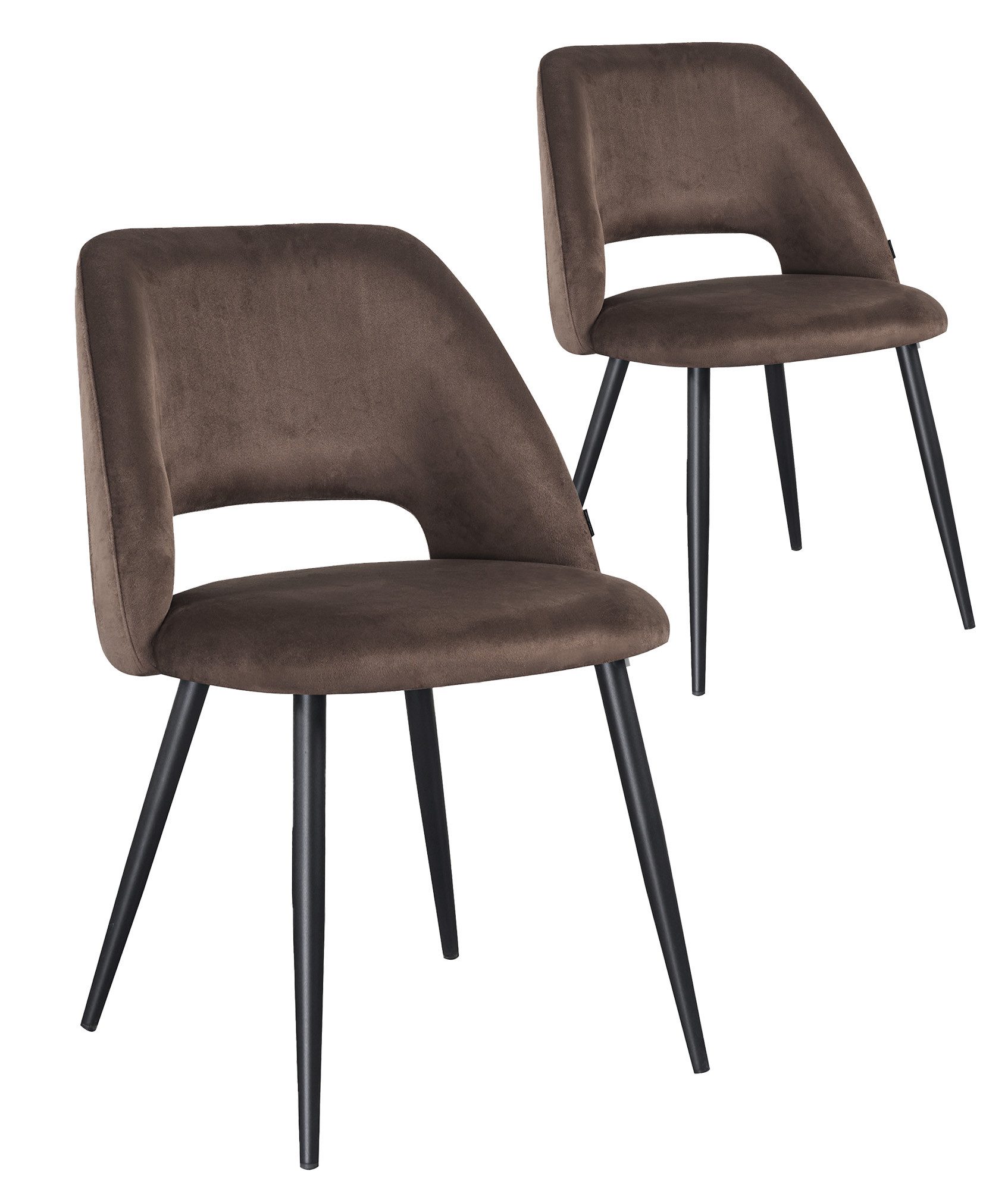 B&D home 4-Fußstuhl VICKY (Set, 2 St), gepolstert, Stuhlbeine aus Metall oder Massivholz wählbar
