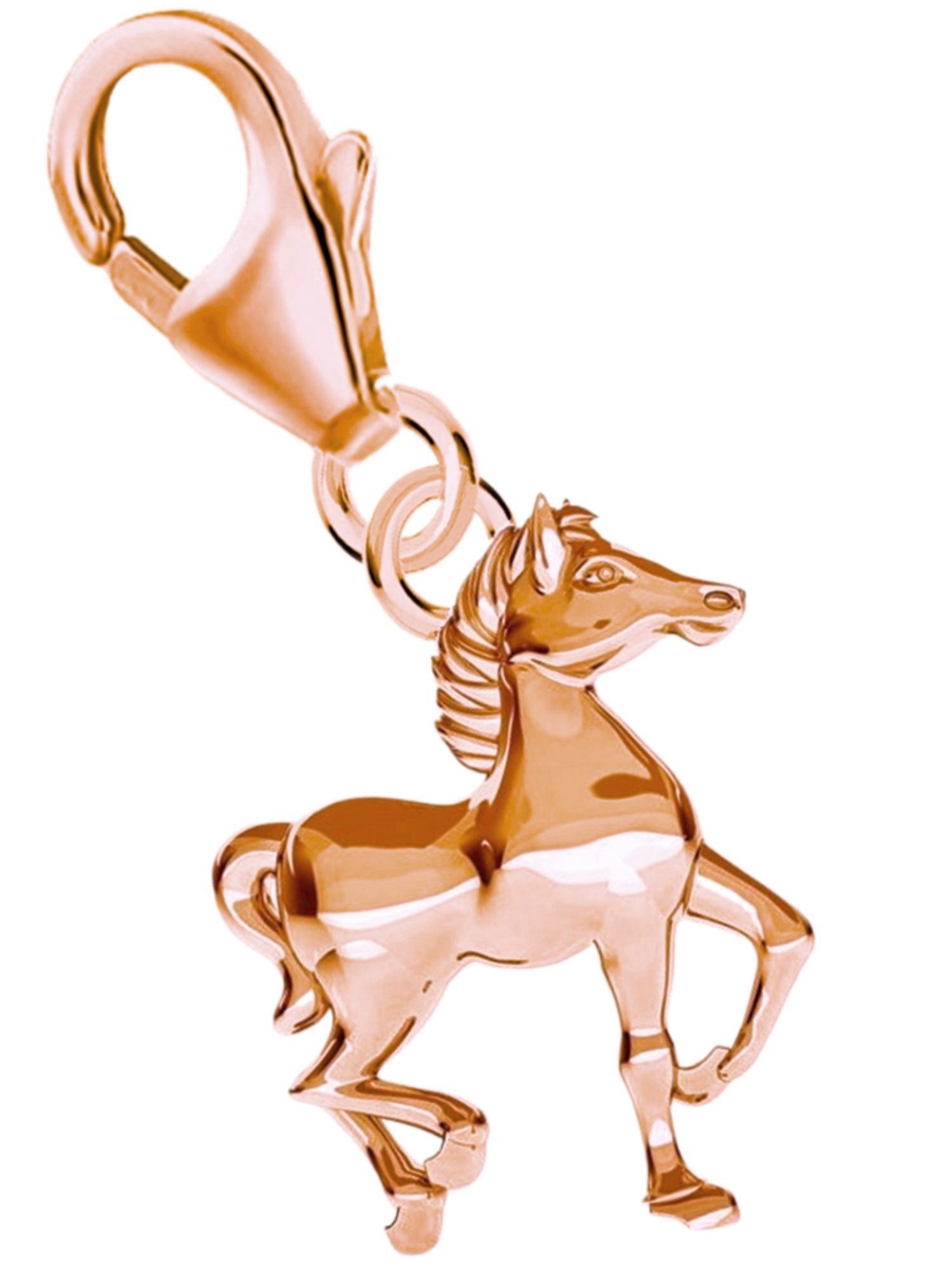 Goldene Hufeisen Charm-Einhänger Pferd Karabiner Charm Anhänger für Bettelarmband 925 Silber (inkl. Etui)